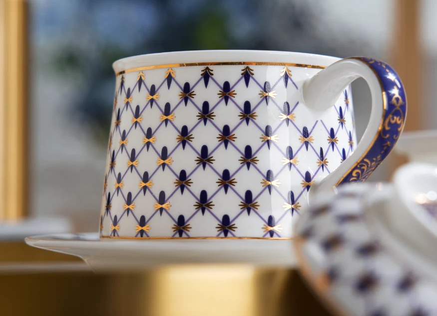 Interwoven Threads Bone China Lidded Cup — view 2